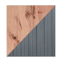 Тумба под ТВ с биокамином SteelHeat LIVORNO IMPULSE 140 см (корпус дуб Вотан / фасады Гротто Гранит)